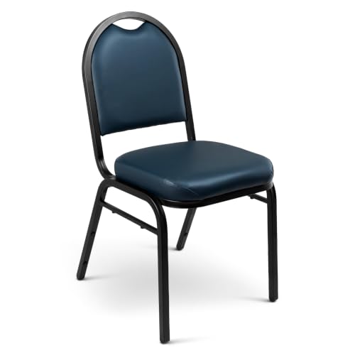 OEF Furnishings OEF9204-BT/2 Commercial-Grade Dome Back Banquet Stack Chair (Blue Vinyl, Black Powder-Coated Frame, 2-Pack)
