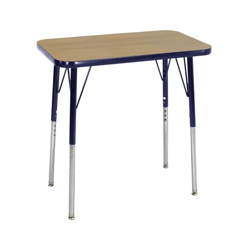 FDP 18" x 30" Rectangle Table with Standard Swivel Glide Legs - Oak/Navy