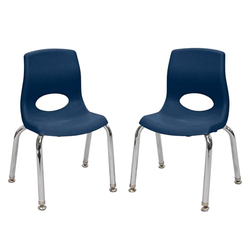 Angeles MyPosture Plus 8" Chair, Navy with Chrome Legs, 2 Pack, Stackable Ergonomic Seating Solution for Classrooms and Homeschools