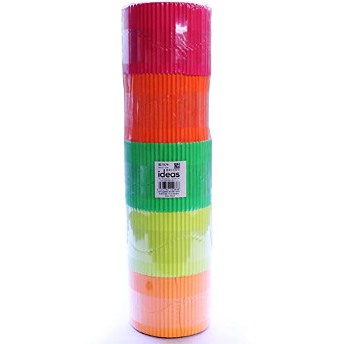 Bright Ideas Fluorescent Corrugated Border Rolls for School Displays Arts and Crafts, 5 Assorted Rolls,10cm x 7.5m, Shocking Pink, Outrageous Orange, Lime Green, Lemon Yellow, Tangy Tangerine. BI7874.