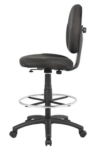 Boss Office Products Stand Up Fabric Drafting Stool Without Arms in Black (B1690-BK)