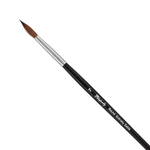 Creative Mark Rhapsody Kolinsky Sable Short Handle Brush - # 7, for Artists, Students, Professionals - Excellent Spring, Full Belly Washes, English Sizing, Split-Proof Points