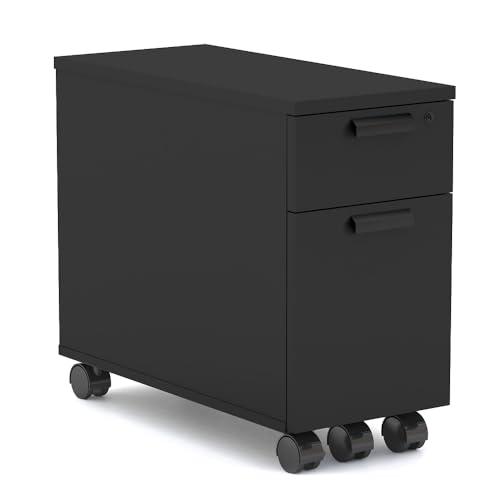 NBF Upward 2-Drawer Mobile File Pedestal Storage with Lock - Modern Mobile File Cabinet for Document Storage - Pedestal Office Filing Cabinet with Wheels (White)