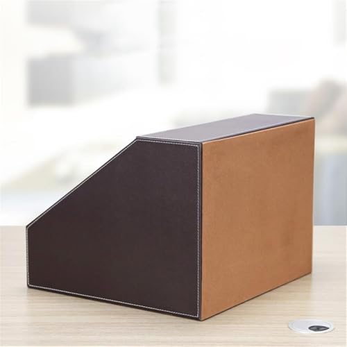 File Rack Leather Vertical File Folder Holder or Office Product Organizer Store Files Magazines, Notepads Letter Trays(Brown)