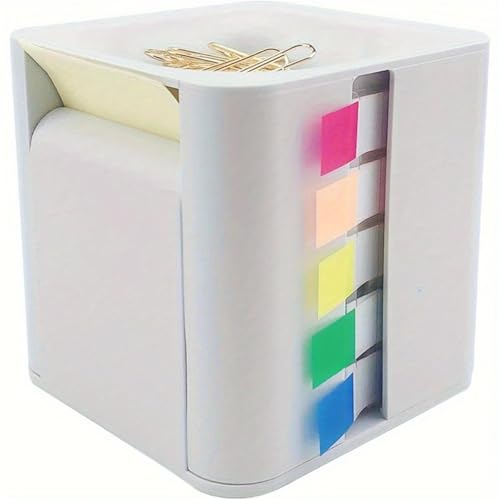 Xuanqiu 5-in-1 Desktop Note Holder with Pop-Up Sticky Note Dispenser & Magnetic Paperclip Case