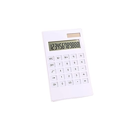GFHSKRPL White 12 Digital Calculator Crystal Buttons Solar Battery Power Office Supplies