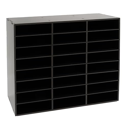 MhdunueSK Mail Sorter Organizer, 24 Compartments Black Literature Organizer, Student Mailbox for Classroom, Desktop Paper Bill Organizer for Home, Office, School (24 Slots Black)