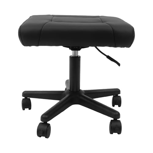 Footrest Stool Under Desk, Adjustable Height Under Desk Leg Rest Ottoman Swivel Rolling Stool Chair with 360°Rolling Lockable Wheels for Gaming, Home Office, Load-bearing Capacity 220.46lbs, Black