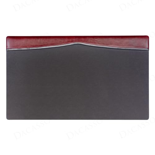 Dacasso 34" x 20" Burgundy with Black Trim Leather Desk Pad w/Top Rail - Executive Desk Surface Protector - Luxury Leather Blotter for Writing