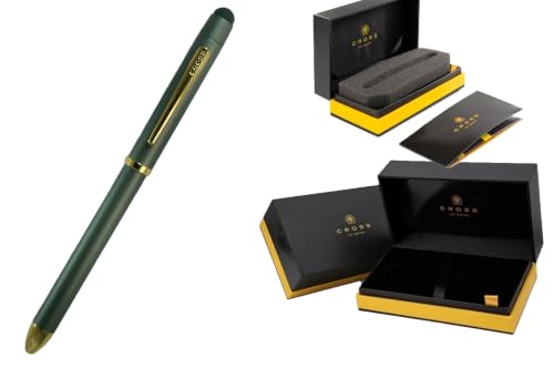 Cross Tech3+ with Sophisticated Brushed diamond pattern finish Barrel & interchangeable cap tops, Multi-function Pen - 0.5 MM Lead Pencil, Black & Red Ink Refills in One Pen. (Gray)