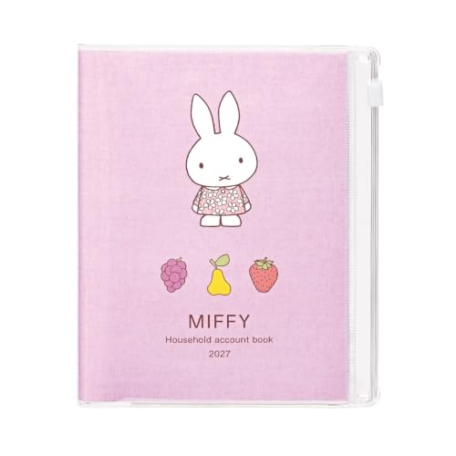 Kutsuwa DF002B Notebook, Miffy Household Account Book, A6 Weekly Type, 2027, Fruit