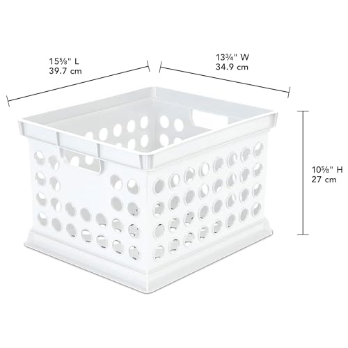 Sterilite Storage Crate Bin File Organizer for Home & Office,White, 12-Pack