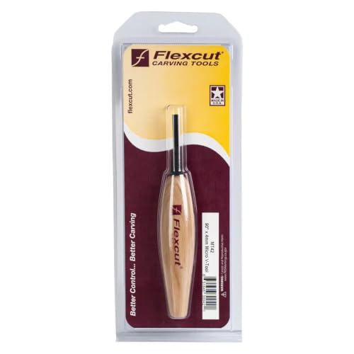 Flexcut Wood Carving Tools | Micro Parting Tool | 90 Degree 4mm | Razor Sharp 1095 High Carbon Steel Blade for Miniature & Fine Detail Work | Ergonomic Ash Hardwood Handle | MT42 | Made in the U.S.A.