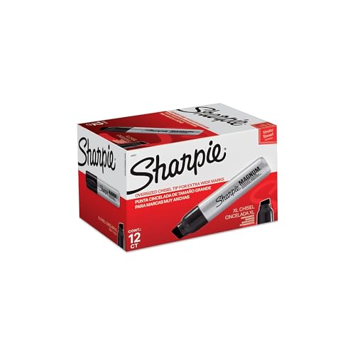 Sharpie Magnum Permanent Markers, Oversized Chisel Tip, Black, 12 Count - Office, Home, Teacher Supplies, Great for Poster Boards