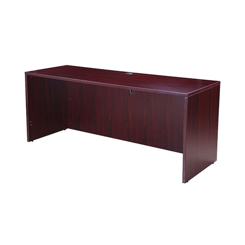 Benzara Jeny 71 Inch Office Credenza Shell with Modesty Panel, Mahogany Red