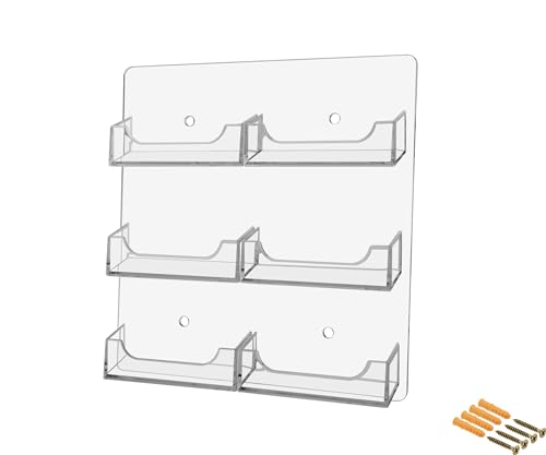 Marketing Holders 24 Pack Hanging Business Card Holders Multi Pocket 8.25" x 7.5" Clear Acrylic Vertical Rack with Hardware for 3.5" x 2" Horizontal Gift or Appointment Cards