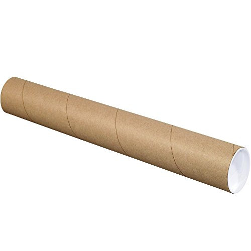 Partners Brand PP3036K Mailing Tubes with Caps, 3" x 36", Kraft (Pack of 24)