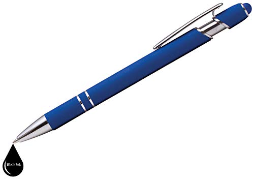ExpressDesigns™ - Up to 1000 Pcs Custom Pens Bulk | Burst of Colors | Soft-Touch Metal Black Ink Personalized with Name or Logo (Dark Blue, 150 pcs)