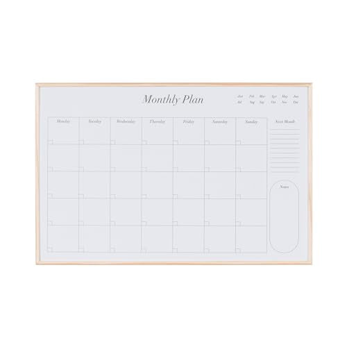 Bi-Office Earth Basic Magnetic Monthly Planner Board, 58.5 x 38.5 cm, Printed Lacquered Steel Surface, PEFC Pine Frame
