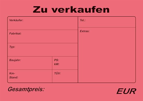 RnK 586/10 Used Car Purchase Agreement Form (German) Din A4 Pack Of 10
