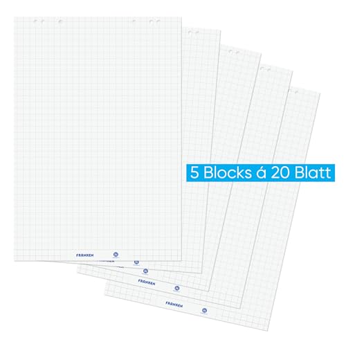 Franken U-ActLine Flipchart Pad, 5 x 20 Sheets, Reversible Recycled Paper, 80 g/m², 68 x 99 cm, ZUF2180
