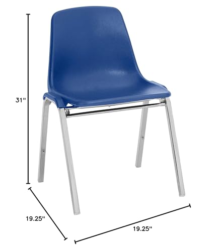 National Public Seating 8110 Poly Shell Stack Chair Black with Chrome Frame