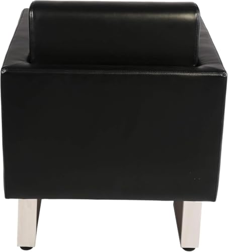 LUCKYERMORE Waiting Room Chairs Office Guest Reception Chair Black Faux Leather Accent Chairs Lobby Chairs W/Arm Sofa Barrel Salon Club Chair Heavy Duty Hold Up to 400LBS