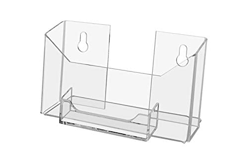 Marketing Holders 12 Pack Brochure Holder for 6 Inch Wide Postcards and 3.5" x 2" Business Cards Clear Acrylic Counter or Wall Mount Promotional Literature Organizer with Hanging Hardware