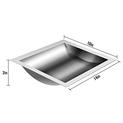 Hasopy Stainless Steel Drop-in Deal Tray, Cash Window Embedded Trading Tray for Gas Stations, Cash Register Window, Ticket Window and Bank,14" (L) X 10" (W) X 2" (D)