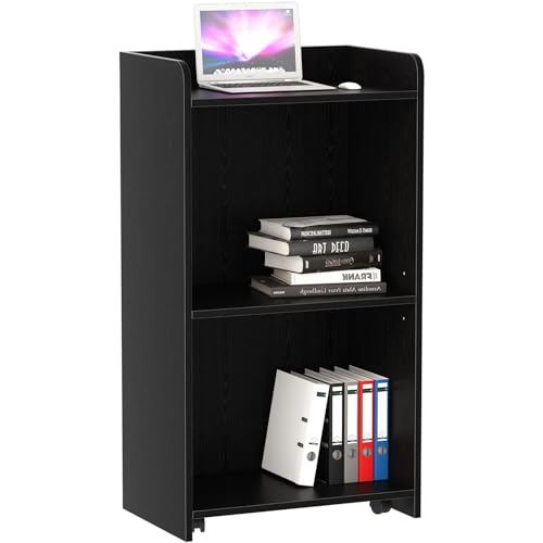 aboxoo Podium Stand - Portable Podium Stand with 4 Rolling Wheels, Pulpits for Churches with Adjustable Shelf, Hostess Stand, Mobile Teacher lecterns & podiums for Church, Classroom, Office (Black)