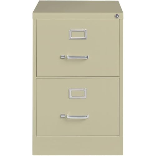Pemberly Row 2 Drawers 28.38" Vertical Beige Metal Filing Cabinet Lockable Pre-Assembled Stationary Legal Size for Home, Office