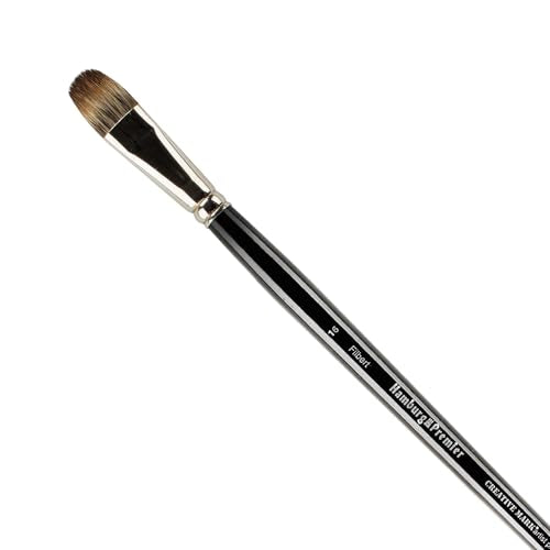 Creative Mark Hamburg Premiere Professional Oil Painting Brushes - Filbert #16 Oil Paint Brush - Handmade in Germany, Natural & Synthetic Hair Blend, Long Triple-Lacquered Birch Handle