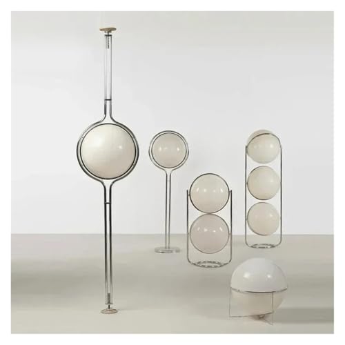 Sadaug Creative Desk Lamp Chrome Metal White Acrylic Ball Lights Modern Art Lighting Living Study Room Home Decor Floor Lamp Adjustable Height 98-110 inches