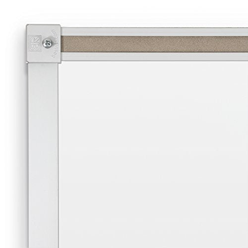 Best-Rite Classroom Deluxe Porcelain Steel Dry Erase Whiteboard, 4 x 10 Feet Magnetic Markerboard With Aluminum Trim & Map Rail (202AK-25)