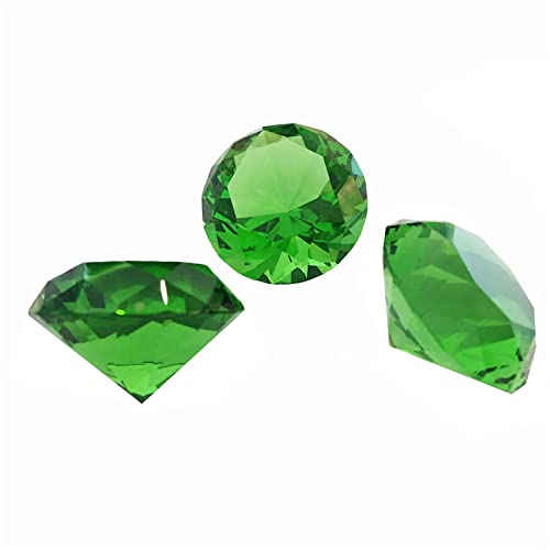 Blue Green Crystals Diamond Paperweight Giant Jewel for Happy Birthday Wedding Party Decoration Gift Toys,60mm 6pcs,Green