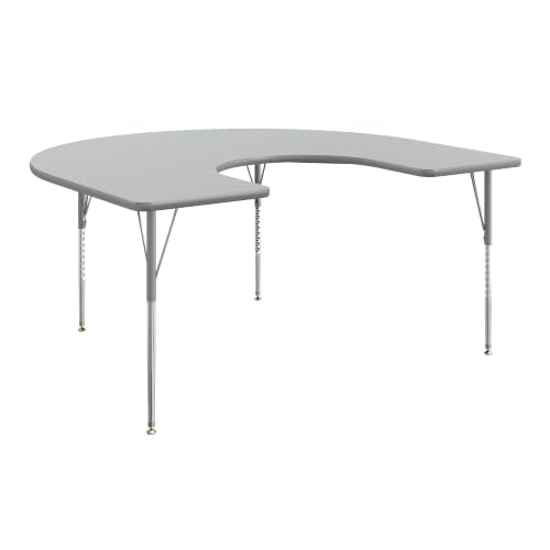 Flash Furniture 66" x 60" Horseshoe Activity Table, Gray, Standard Legs