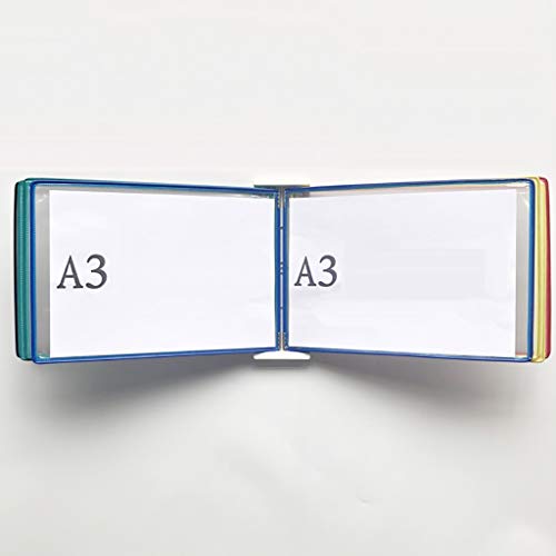 KGDJBGSE Wall Mounted File Holder Folder, A3 Poster Flip Book Display, Hanging Organizer 45x33x10CM 10 Pages 20 Pockets(K)