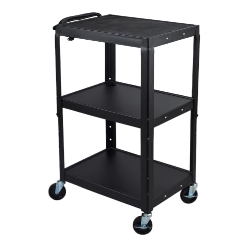LUXOR UCMT1 Adjustable-Height Steel Utility Cart - Black