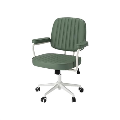 Ergonomic Office Chair Mid Back Leather Desk Chair PU Leather Office Task Chair with Armrests, Adjustable Chair with Wheels, Lift Swivel Chair Office Chair ﻿(Green)