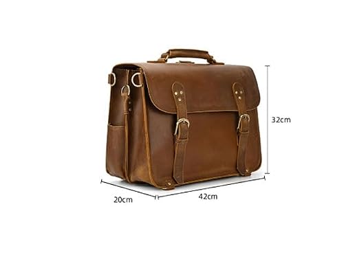 VCDUXMQLK Retro Backpack Multi Functional Briefcase For Men Genuine Leather Handbag Shoulder Bag Cowhide Crossbody