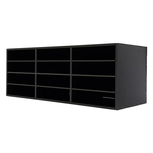 MhdunueSK Mailbox for Classroom 12 Slots, Mail Sorter Countertop Paper Organizer Storage, Student Mailbox for Classroom, Mail Organizer for Home Library Office Classroom(Black, 12 Slots)