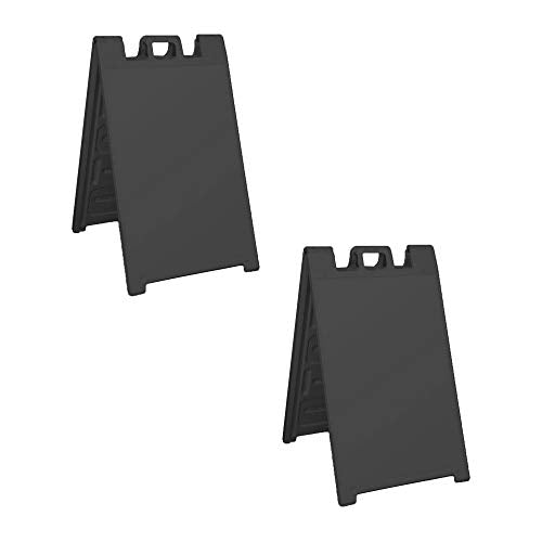 Plasticade Signicade Portable Folding Plastic A Frame Store Sign Stand, Black (2 Pack)