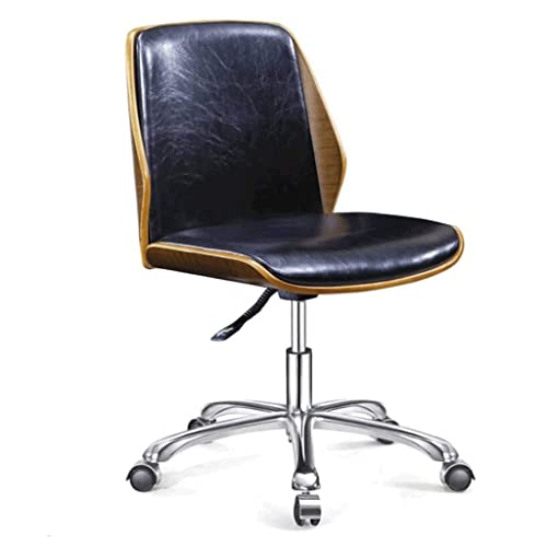 Rieort Office Chair Office Chair Adjustable Desk Chair Wood Leather Computer Chair Home Managerial Chairs Minimalist Executive Chairs Comfortable