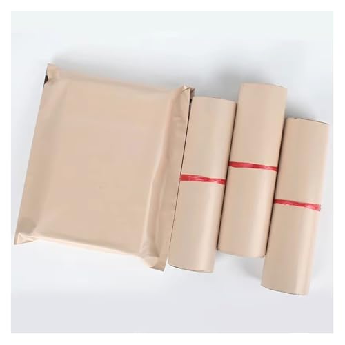 YINUK 50pcs Apricot Plastic Courier Bag Courier Packaging Bag Thickened Garment Waterproof Mailing Bag Self Sealing Envelope Bag(45x60cm)