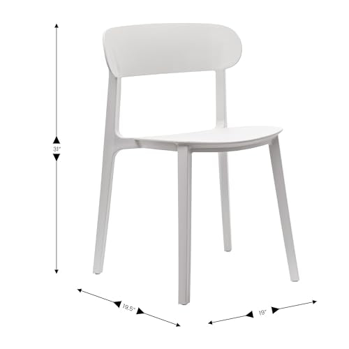 Flash Furniture Resin Indoor/Outdoor Stackable Chair, White, 2-Pack