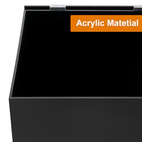 SHOUMANUAL Acrylic Donation Box, 12" X 12" X 12" Ballot Suggestion Box with Lock & 2 Keys, Raffle Voting Box with Slot for School Conference Fundraising (Black)