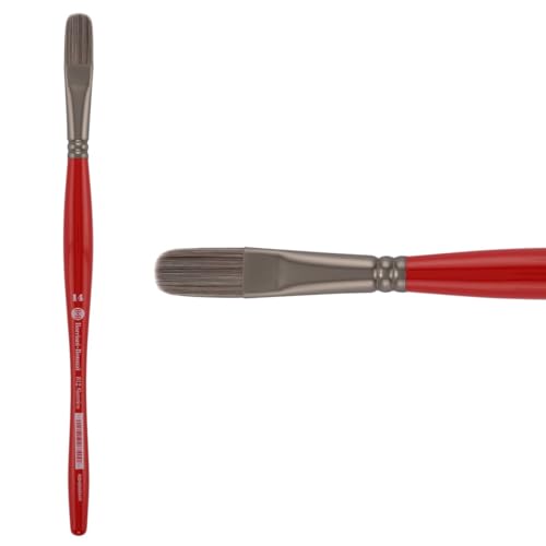 Borciani e Bonazzi Unico Silver Synthetic Series 812 Paint Brush, Filbert 14 - Medium Handle Paintbrush Handcrafted in Italy, Cruelty-Free, Acrylic, Oil, Watercolor