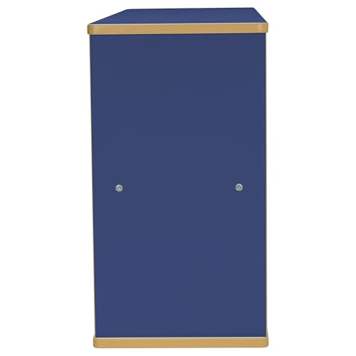 FDP Laminate 5-Compartment Storage Cabinet 24 inch Height Organize Books, Toys, Games, Art Supplies, Durable, Sturdy Furniture for Home, Daycare, Preschool, Classroom - Almond/Blue, 13886-ALBL