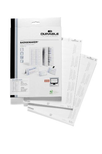 Durable Badge Insert, Print or Write, 1-1/8" x 2-1/2", 360 Cardstock Refills (142302), White