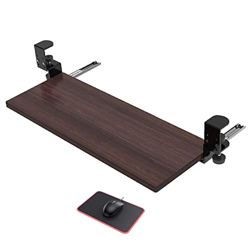 BWPURWDFH Under Desk Keyboard Tray with Mouse Pad,Pull-Out Platform Drawer Keyboard Mouse Holder, Desk Extender (Walnut 55 * 24 Cm/22 * 9 inch)